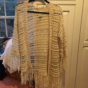 LF Off-white Fringe Kimono